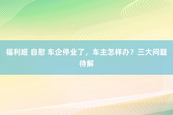 福利姬 自慰 车企停业了，车主怎样办？三大问题待解