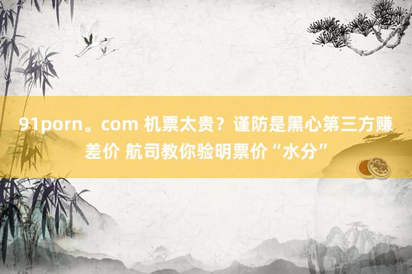 91porn。com 机票太贵？谨防是黑心第三方赚差价 航司教你验明票价“水分”